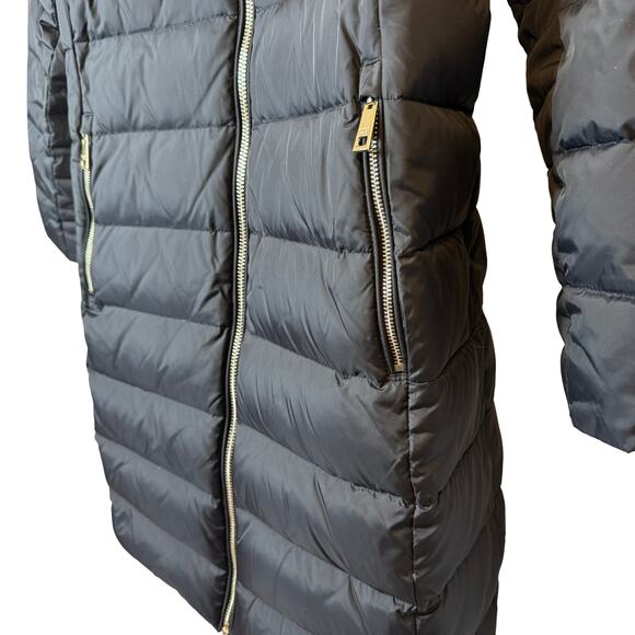 Michael Kors Black Puffer Coat - Detachable Faux Fur Hood- Women's Size XL - Picture 4 of 9